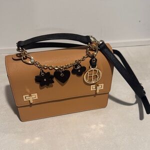 Henri Bendel Tan Crossbody Bag with Black Strap
